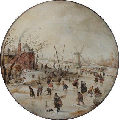 Rio congelado com patinadores de Hendrick Avercamp