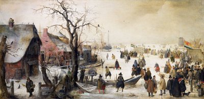 Cena de inverno num canal de Hendrick Avercamp