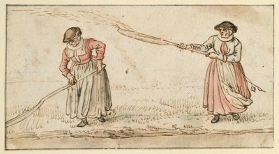 Duas mulheres com pás de Hendrick Avercamp