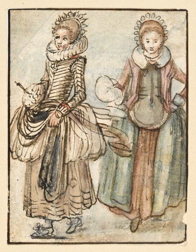 Duas mulheres de pé de Hendrick Avercamp