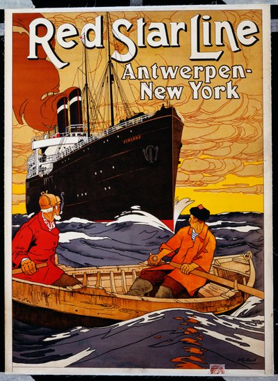 Red Star Line, c.1900 (litografia em cores) de Hendrick Cassiers