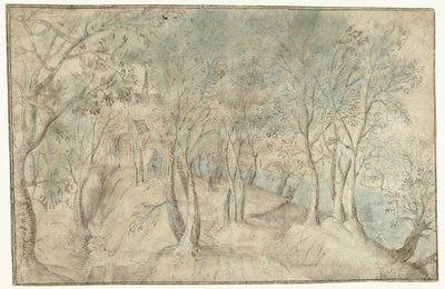 Vista de uma aldeia junto a um rio de Hendrick Gijsmans