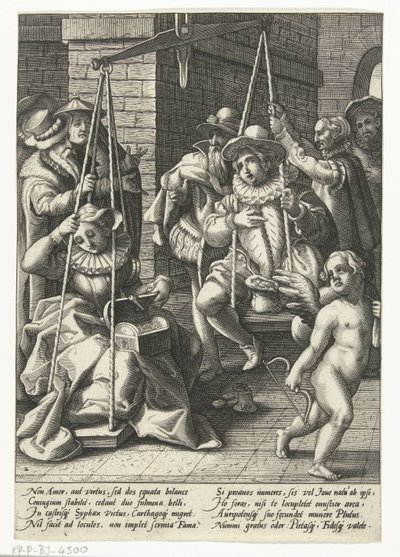 A Balança de Casamento
O dinheiro é o amor regente
A Balança de Casamento
Provérbios depois de Karel van Mander (título da série) de Hendrick Goltzius (attributed to workshop of)