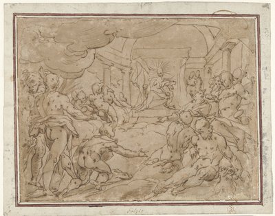 Phaëton pede carro solar à Apollo de Hendrick Goltzius (school of)