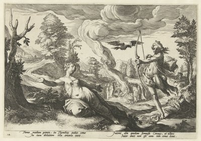 Apollo Doodt Coronis Metamorfosen de Ovídio (título da série) de Hendrick Goltzius (workshop of)