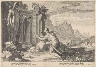 Cadmus consulta o oráculo de Delfos Metamorfoses de Ovídio (título da série) de Hendrick Goltzius (workshop of)