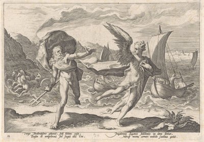 Coronis transforma-se num corvo
Metamorfoses por Ovid (título da série) de Hendrick Goltzius (workshop of)