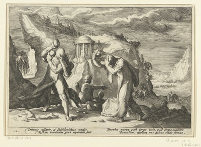 Deucalion e Pyrrha criam uma nova raça humana
Metamorfoses de Ovid (título da série) de Hendrick Goltzius (workshop of)