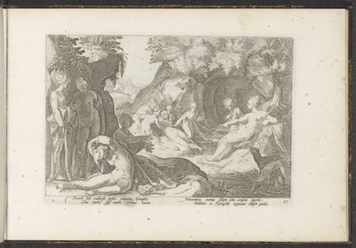 Diana descobre a gravidez de Callisto . Metamorfoses de Ovídio (título da série) Recriações de P. Ovidius Naso (título da série) de Hendrick Goltzius (workshop of)