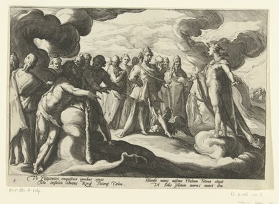 Os deuses pedem ao deus sol que volte a montar na sua carruagem
Metamorfoses de Ovid (título da série) de Hendrick Goltzius (workshop of)