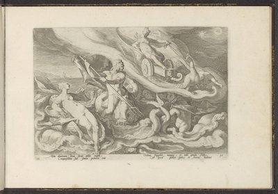 Juno reclama com Thetis e Oceanus Metamorfoses de Ovídio (título da série) Recriações de P. Ovidius Naso (título da série) de Hendrick Goltzius (workshop of)