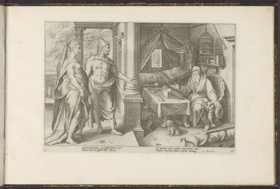Juno e Júpiter procuram conselho de Tiresias
Metamorfoses de Ovid (título da série)
Recriações de P. Ovidius Naso (título da série) de Hendrick Goltzius (workshop of)