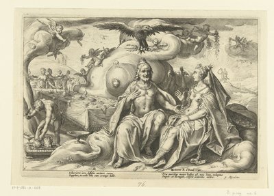 Júpiter e Juno debatem qual dos sexos tem um maior apetite por amor
Metamorfoses de Ovid (título da série) de Hendrick Goltzius (workshop of)