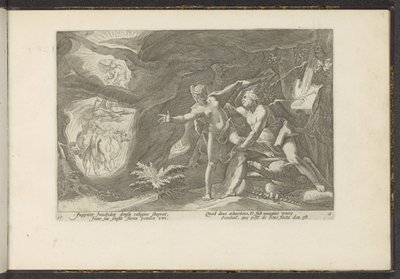 Júpiter ataca Io Metamorfoses de Ovídio (título da série) Recriações de P. Ovidius Naso (título da série) de Hendrick Goltzius (workshop of)