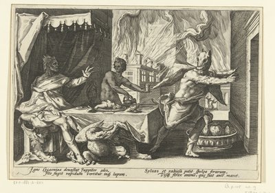 Lycaon transforma-se num lobo
Metamorfoses de Ovid (título da série) de Hendrick Goltzius (workshop of)