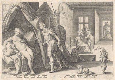 Mercúrio visita Herse
Metamorfoses por Ovid (título da série) de Hendrick Goltzius (workshop of)