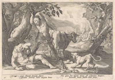 Mercúrio mata Argus Metamorfoses de Ovídio (título da série) de Hendrick Goltzius (workshop of)
