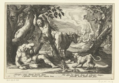 Mercurius doodt Argus Metamorfoses de Ovídio (título da série) de Hendrick Goltzius (workshop of)