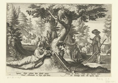 Mercúrio em Battus Metamorfosen de Ovídio (título da série) de Hendrick Goltzius (workshop of)