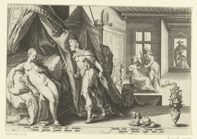 Mercurius na câmera Herses Metamorfoses de Ovídio (título da série) de Hendrick Goltzius (workshop of)
