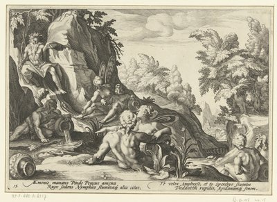 Peneu visitado por outros deuses do rio Metamorfoses de Ovídio (título da série) de Hendrick Goltzius (workshop of)