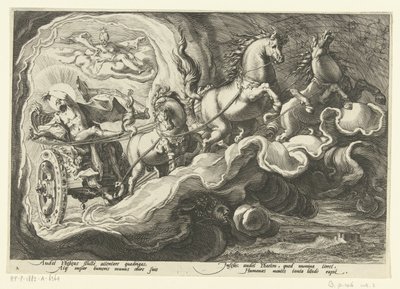 Phaethon monta a carruagem de seu pai Metamorfoses de Ovídio (título da série) de Hendrick Goltzius (workshop of)