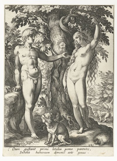 Adão e Eva e a serpente de Hendrick Goltzius