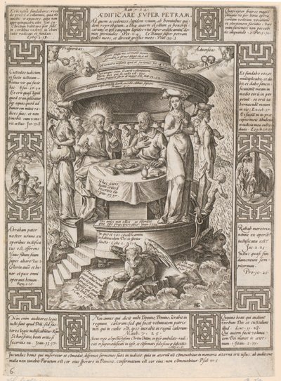 Construir sobre a rocha, estampa 6 da série «Alegorias da fé cristã» de Hendrick Goltzius