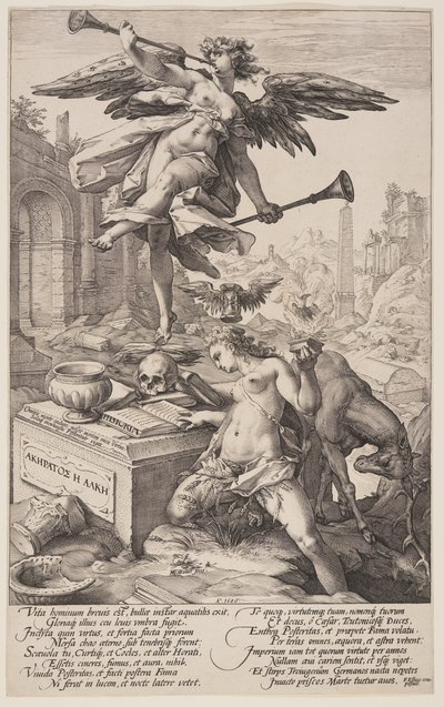 Alegoria da fama e da história, de Os heróis romanos de Hendrick Goltzius