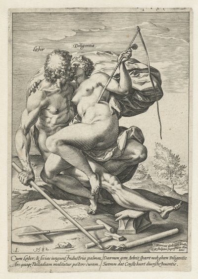 Trabalho e Diligência (Trabalho / Diligentia)
As recompensas do trabalho, diligência, exercício e arte (título da série) de Hendrick Goltzius