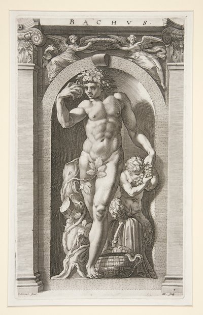 Baco, #7 de uma série de Oito Deuses Antigos de Hendrick Goltzius