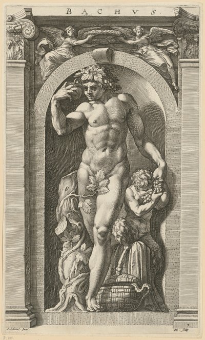 Baco, folha 7 da série «Oito divindades antigas» de Hendrick Goltzius