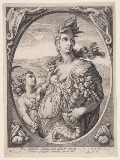Ceres, de Três Deuses ou Deusas Pagãos de Hendrick Goltzius