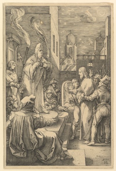 Cristo perante Caifás, de «A Paixão de Cristo» de Hendrick Goltzius