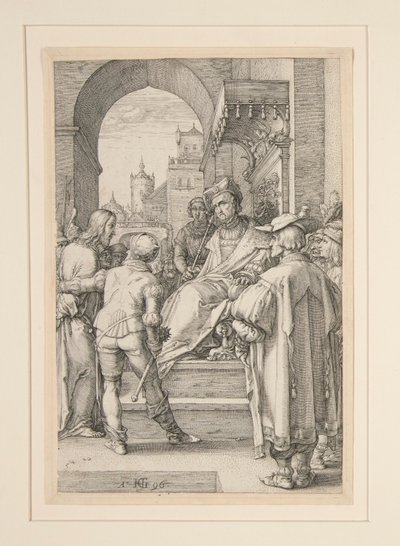 Cristo Antes de Pilatos, de The Passion, #5 numa série de 12 gravuras de Hendrick Goltzius