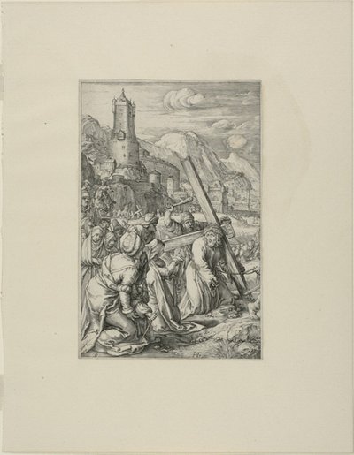 Cristo Carregando a Cruz, prato nove da Paixão de Cristo de Hendrick Goltzius