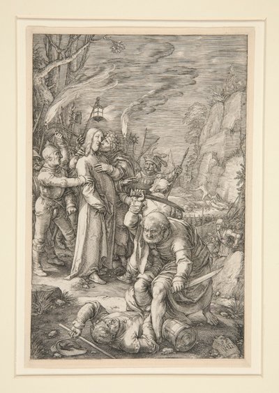 Cristo levado cativo (a Traição de Cristo), de The Passion, #3 numa série de 12 gravuras de Hendrick Goltzius