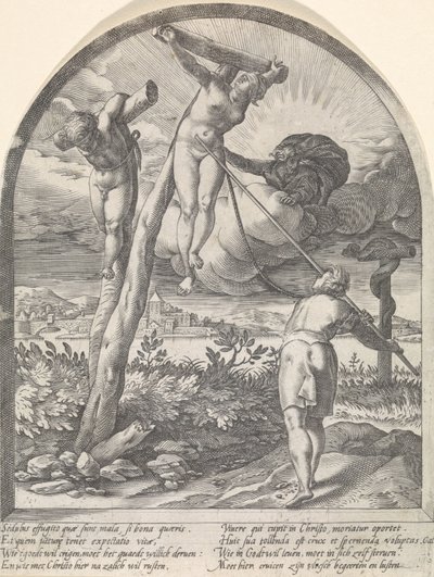 O homem deve matar seus desejos As Caçadas Espirituais (título da série) de Hendrick Goltzius