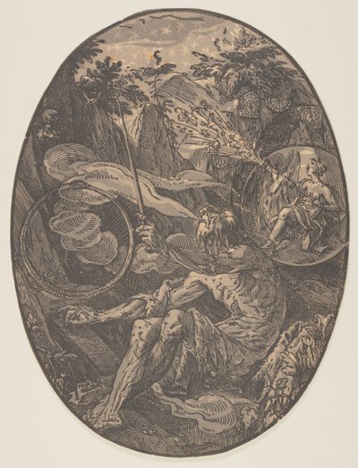 Demogorgon na Caverna da Eternidade, de The Deities de Hendrick Goltzius
