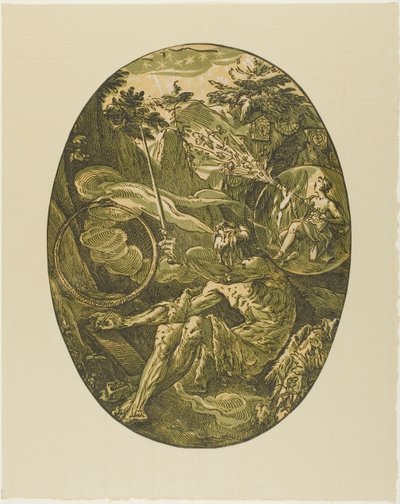Demogorgon na Caverna da Eternidade, prato um de Demogorgon e as Divindades de Hendrick Goltzius