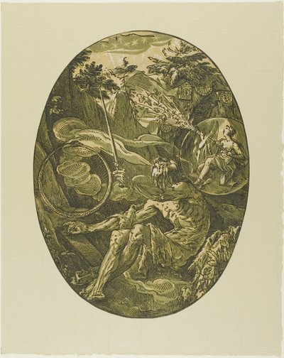 Demogorgon na Caverna da Eternidade, prato um de Demogorgon e as Divindades de Hendrick Goltzius
