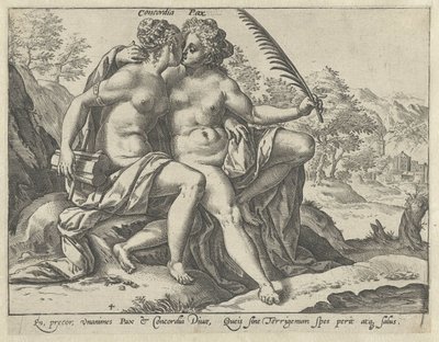 Unidade e paz (Concordia / Pax)
As virtudes unidas (título da série) de Hendrick Goltzius