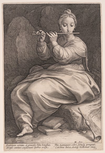 Euterpe, a Musa da Música, de As Nove Musas de Hendrick Goltzius
