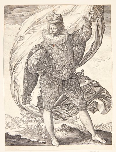 O porta-estandarte, voltado para a direita de Hendrick Goltzius
