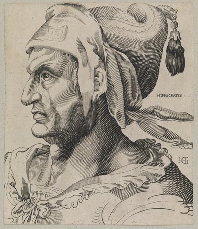 Hipócrates. Busto de um homem no perfil de Hendrick Goltzius