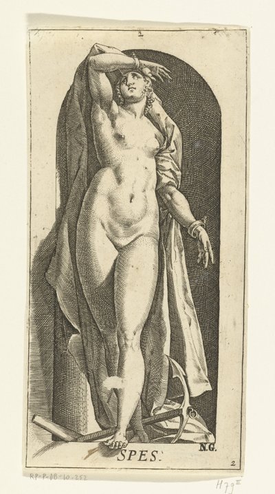 Esperança
Tipos (título sobre o objecto)
As sete virtudes (título da série) de Hendrick Goltzius