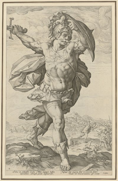 Horácio Cocles, folha 2 da série «Heróis Romanos» de Hendrick Goltzius