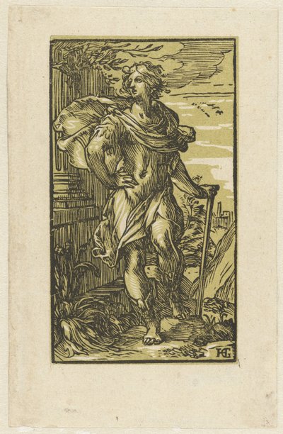 Jovem com bengala de Hendrick Goltzius