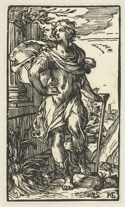 Jovem com bengala de Hendrick Goltzius