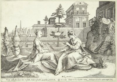 Juno disfarçado de Beroë avisa Semele de Hendrick Goltzius